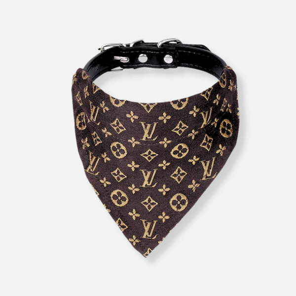 Furry Vuitton Mocha Emblem Collar