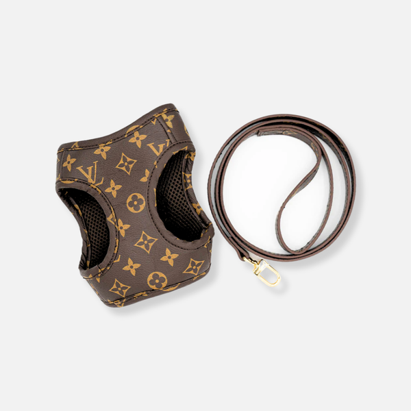 Furry Vuitton Pet Harness & Leash Set